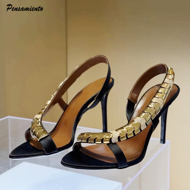 Women Shoes Formal - Lüks Rhinestones Payetli Saten Kadın Gladyatör