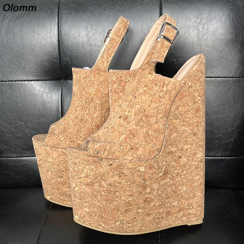 Cork Wedge Sandal - Olomm El Yapımı Kadın Yaz platform