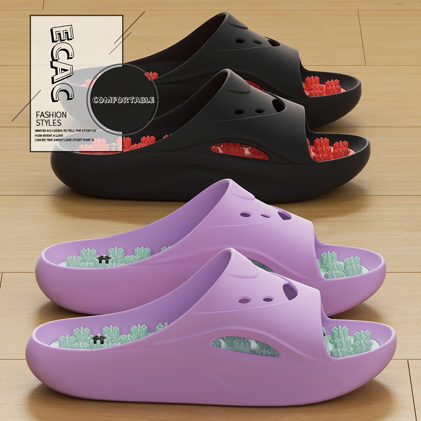 Women'S Shoes To Men'S Size - Kadın Erkek EVA Masaj Terlikleri Kalın