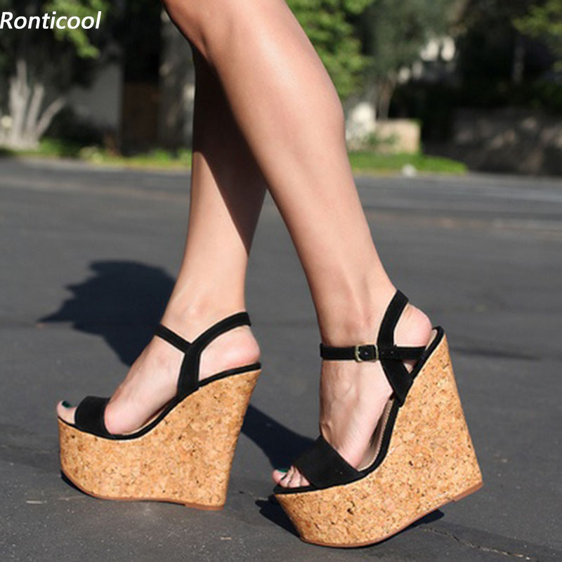 Cork Wedge Sandal - Ronticool El Yapımı Kadın platform sandaletler