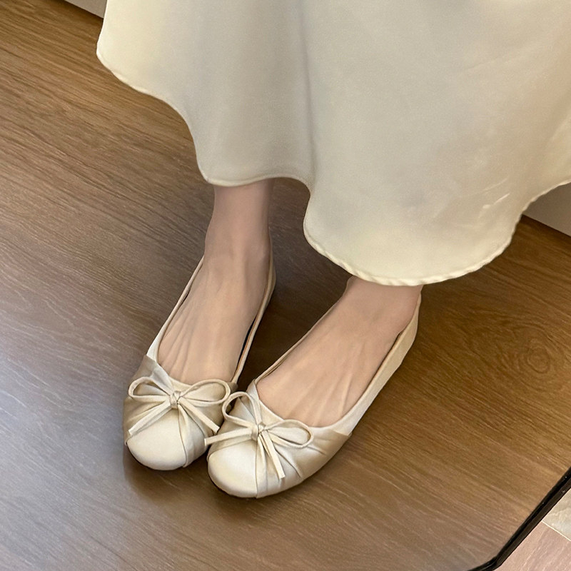 Shoes Women Pumps - 2026 Yeni Fiyonklu Saten Sığ Tek