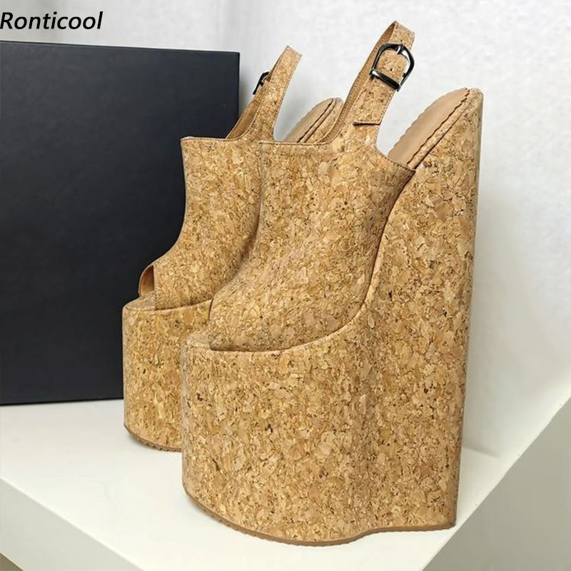 Cork Wedge Sandal - Ronticool Yeni Kadın platform sandaletler Mantar