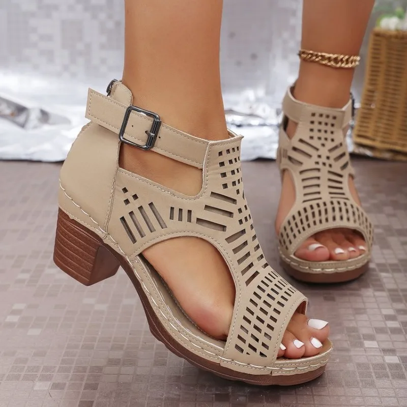 Cork Wedge Sandal - Roma Tarzı Kadın Sandaletleri Nefes Alabilen