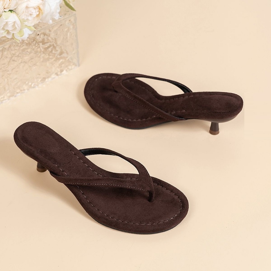 Women Shoes Formal - Yeni Suni Süet Topuklu Parmak Arası
