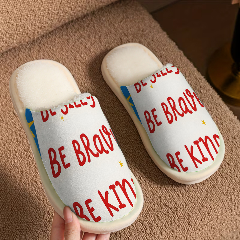 Women Shoes Quote - Kind Quote Lüks Peluş Terlikler Erkek