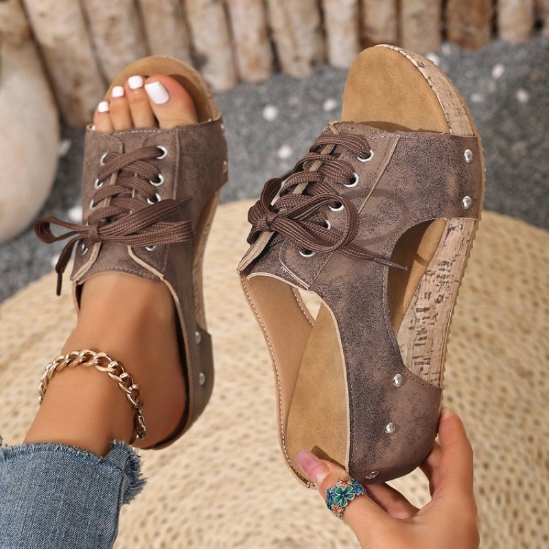Kadın Sandaletleri, Açık Burun - Cork Wedge Sandal incelemesi ve fiyatı